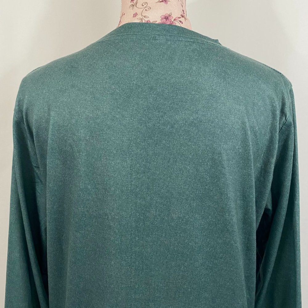 sz:M Teal Long Sleeve Donkey Graphic Pullover Top - Picture 7 of 10
